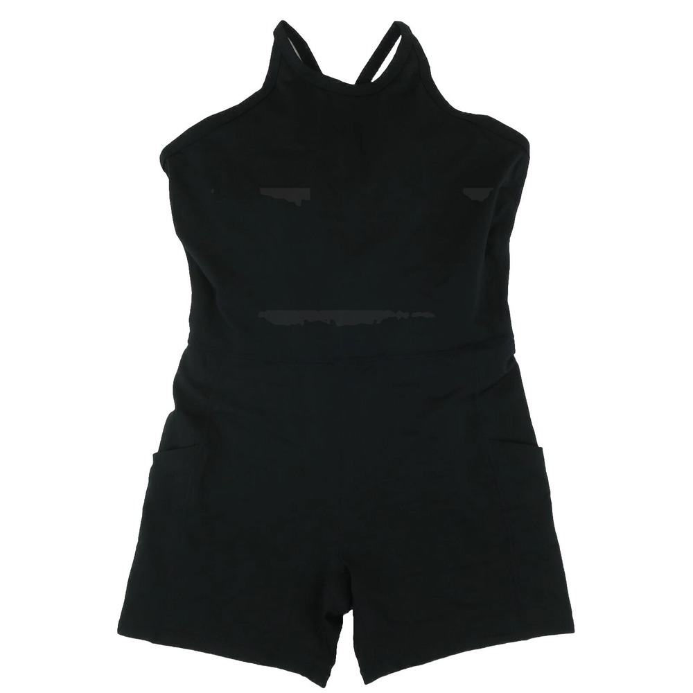 prAna Becksa Shortie Yoga Jumpsuit Romper Womens M Solid‎ Black